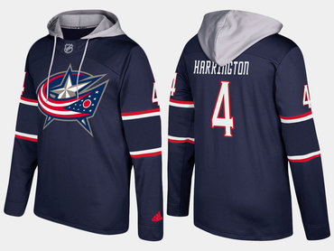 Adidas Columbus Blue Jackets 4 Scott Harrington Name And Number Navy Hoodie