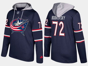 Adidas Columbus Blue Jackets 72 Sergei Bobrovsky Name And Number Navy Hoodie