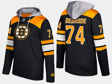 Adidas Boston Bruins 74 Jake Debrusk Name And Number Black Hoodie