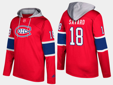 Adidas Montreal Canadiens 18 Serge Savard Retired Red Name And Number Hoodie