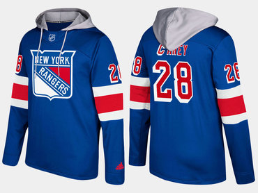 Adidas New York Rangers 28 Paul Carey Name And Number Blue Hoodie