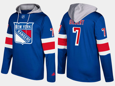 Adidas New York Rangers 7 Rod Gilbert Retired Blue Name And Number Hoodie