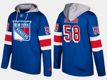 Adidas New York Rangers 58 John Gilmour Name And Number Blue Hoodie