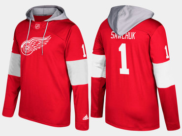 Adidas Detroit Red Wings 1 Terry Sawchuk Red Name And Number Hoodie