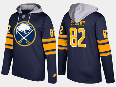 Adidas Buffalo Sabres 82 Nathan Beaulieu Name And Number Blue Hoodie