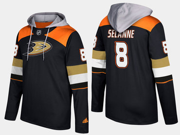 Adidas Anaheim Ducks 8 Teemu Selanne Retired Black Name And Number Hoodie