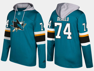 Adidas San Jose Sharks 74 Dylan Demelo Name And Number Teal Hoodie