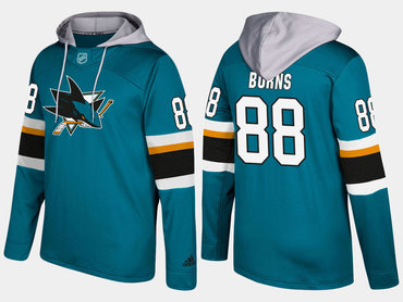 Adidas San Jose Sharks 88 Brent Burns Name And Number Teal Hoodie