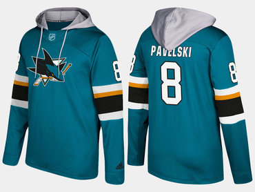 Adidas San Jose Sharks 8 Joe Pavelski Name And Number Teal Hoodie