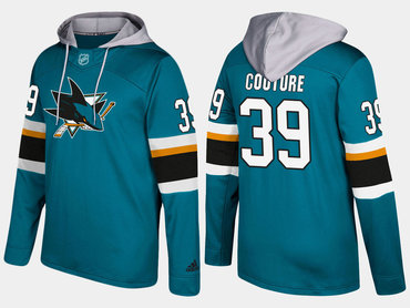 Adidas San Jose Sharks 39 Logan Couture Name And Number Teal Hoodie