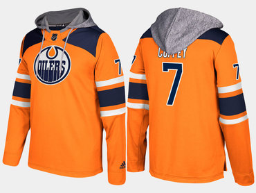 Adidas Edmonton Oilers 7 Paul Coffey Orange Name And Number Hoodie