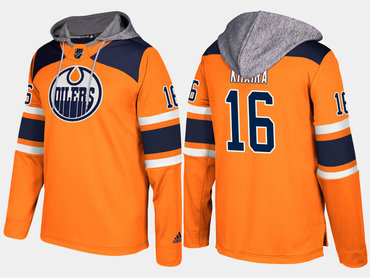 Adidas Edmonton Oilers 16 Jujhar Khaira Name And Number Orange Hoodie