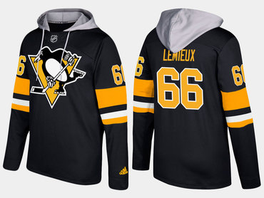 Adidas Pittsburgh Penguins 66 Mario Lemieux Retired Black Name And Number Hoodie