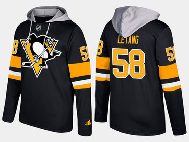 Adidas Pittsburgh Penguins 58 Kris Letang Name And Number Black Hoodie