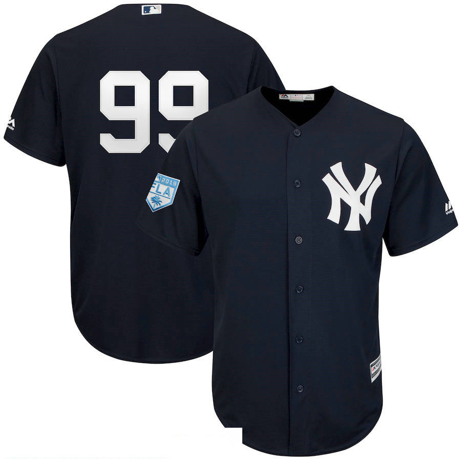 Men's New York Yankees 99 Aaron Judge Navy 2019 Spring Training Cool Base Jersey