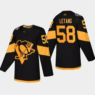 Men's #58 Kris Letang Penguins Coors Light 2019 Stadium Series Black Authentic Jersey