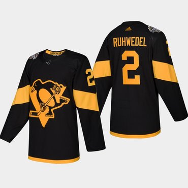 Men's #2 Chad Ruhwedel Penguins Coors Light 2019 Stadium Series Black Authentic Jersey