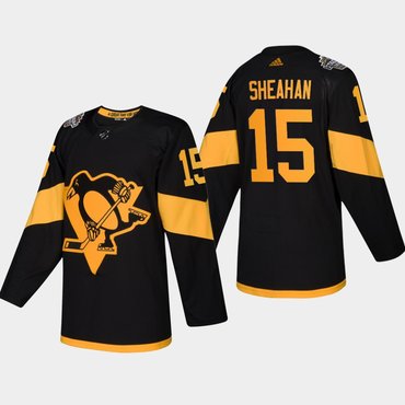 Men's #15 Riley Sheahan Penguins Coors Light 2019 Stadium Series Black Authentic Jersey