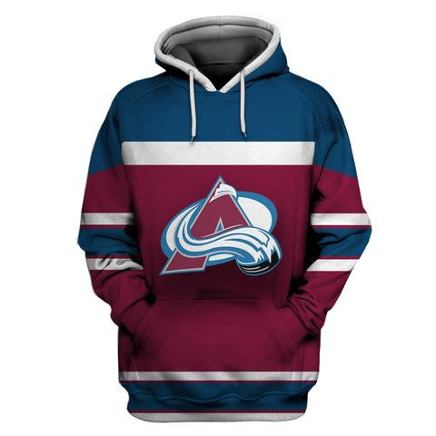 Men's Colorado Avalanche Wine All Stitched Hooded Sweatshirt