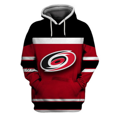 Men's Carolina Hurricanes Red Black All Stitched Hooded Sweatshirt