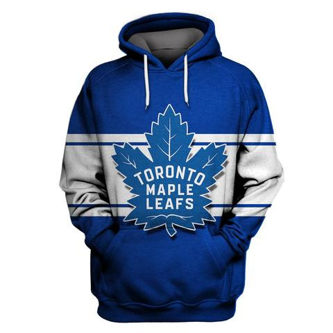 Men's Toronto Maple Leafs Blue Fashion All Stitched Hooded Sweatshirt