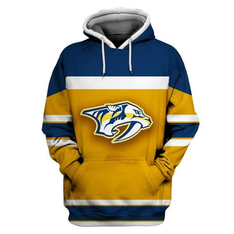 Men's Nashville Predators Gold All Stitched Hooded Sweatshirt