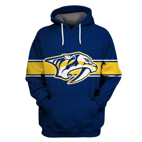 Men's Nashville Predators Blue All Stitched Hooded Sweatshirt