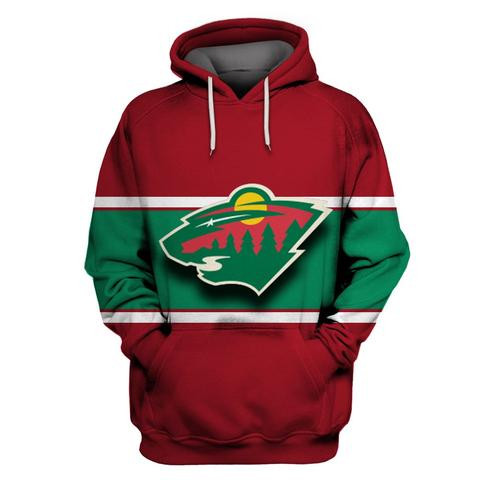 Men's Minnesota Wild Green All Stitched Hooded Sweatshirt