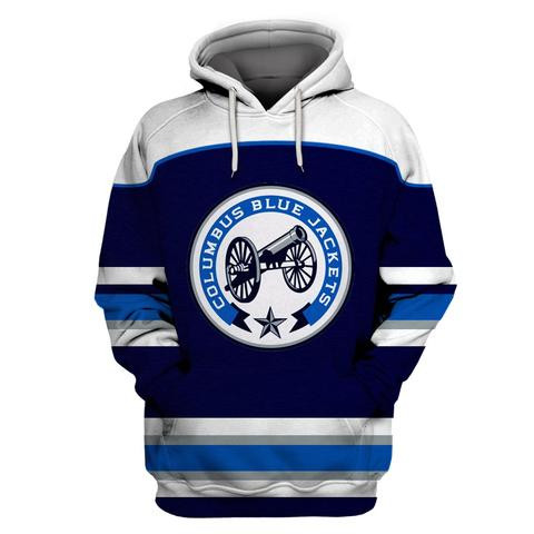 Men's Columbus Blue Jackets Blue All Stitched Hooded Sweatshirt