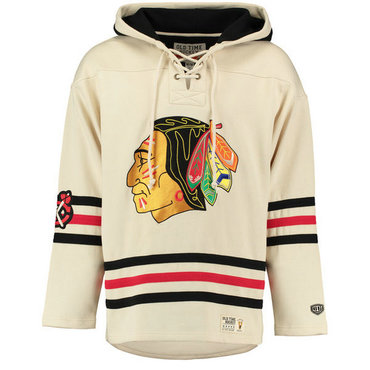 Blackhawks Cream Men's Customized All Stitched Sweatshirt