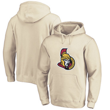 Ottawa Senators Cream Men's Customized All Stitched Pullover Hoodie