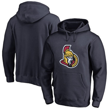 Ottawa Senators Navy Men's Customized All Stitched Pullover Hoodie