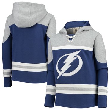 Tampa Bay Lightning Blue Men's Customized All Stitched Hooded Sweatshirt