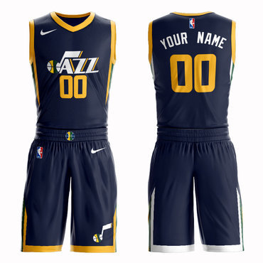 Jazz Navy Men's Customized Nike Swingman Jersey(With Shorts)