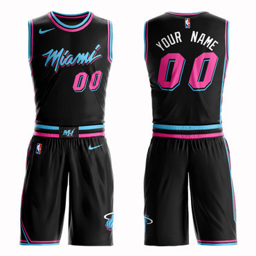 Heat Black 2018-19 City Edition Men's Customized Nike Swingman Jersey(With Shorts)