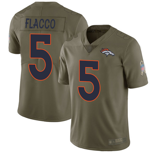 Men's Denver Broncos #5 Joe Flacco Olive Stitched Football Limited 2017 Salute To Service Jersey