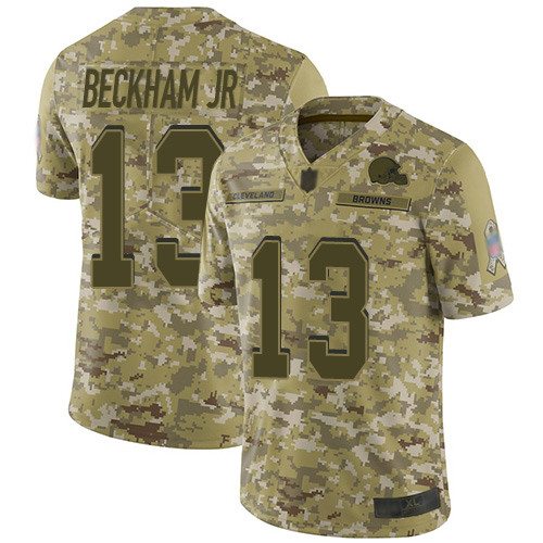 Men's Cleveland Browns #13 Odell Beckham Jr Camo Stitched Football Limited 2018 Salute To Service Jersey