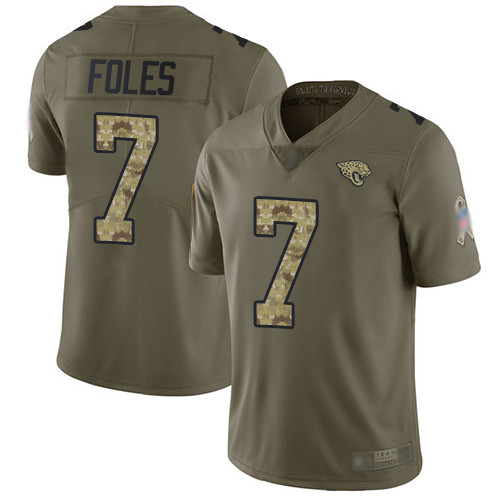 Men's Jacksonville Jaguars #7 Nick Foles Olive Camo Stitched Football Limited 2017 Salute To Service Jersey