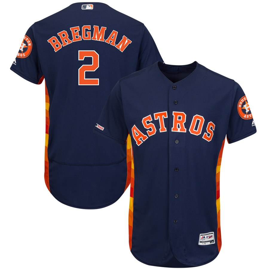 Men's Houston Astros 2 Alex Bregman Navy 150th Patch Flexbase Jersey