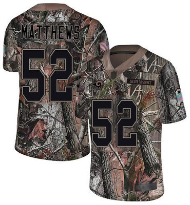 Men's Los Angeles Rams #52 Clay Matthews Camo Men's Stitched Football Limited Rush Realtree Jersey