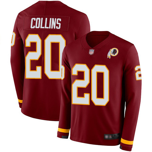 Men's Washington Redskins #20 Landon Collins Burgundy Red Team Color Men's Stitched Football Limited Therma Long Sleeve Jersey