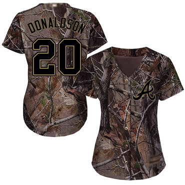 Braves #20 Josh Donaldson Camo Realtree Collection Cool Base Women's Stitched Baseball Jersey