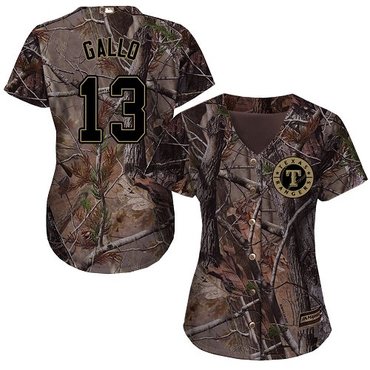 Rangers #13 Joey Gallo Camo Realtree Collection Cool Base Women's Stitched Baseball Jersey