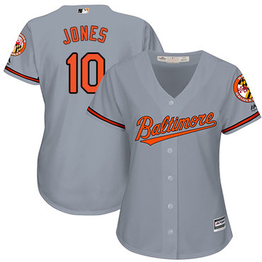 Orioles #10 Adam Jones Grey Road Women's Stitched Baseball Jersey