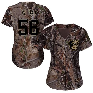 Orioles #56 Darren O'Day Camo Realtree Collection Cool Base Women's Stitched Baseball Jersey