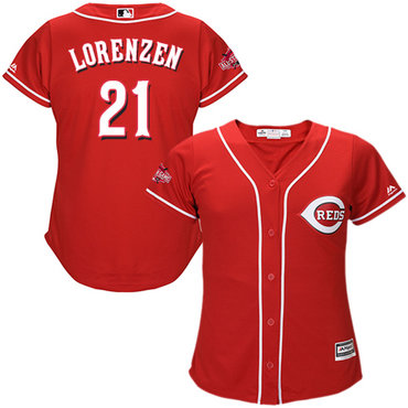 Reds #21 Michael Lorenzen Red Alternate Women's Stitched Baseball Jersey