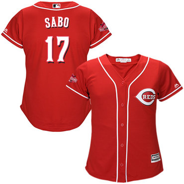 Reds #17 Chris Sabo Red Alternate Women's Stitched Baseball Jersey