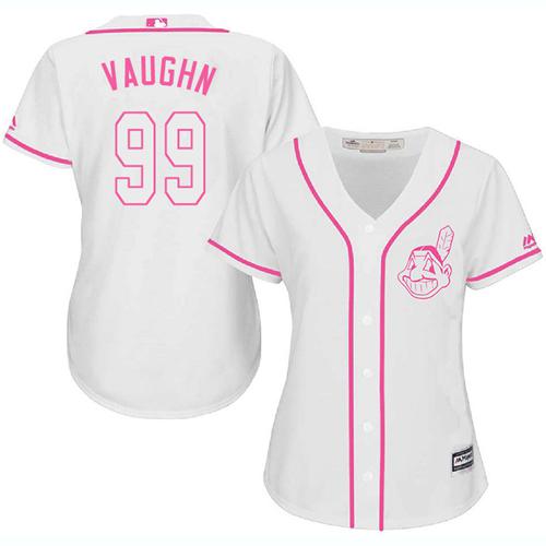 Indians #99 Ricky Vaughn White Pink Fashion Women's Stitched Baseball Jersey