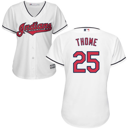 Indians #25 Jim Thome White Home Women's Stitched Baseball Jersey