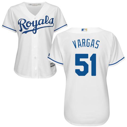 Royals #51 Jason Vargas White Home Women's Stitched Baseball Jersey